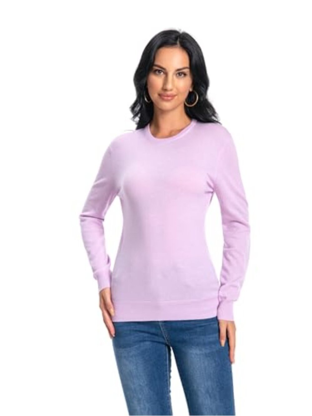 100% Pure Cashmere Long Sleeve Crew Neck Sweater